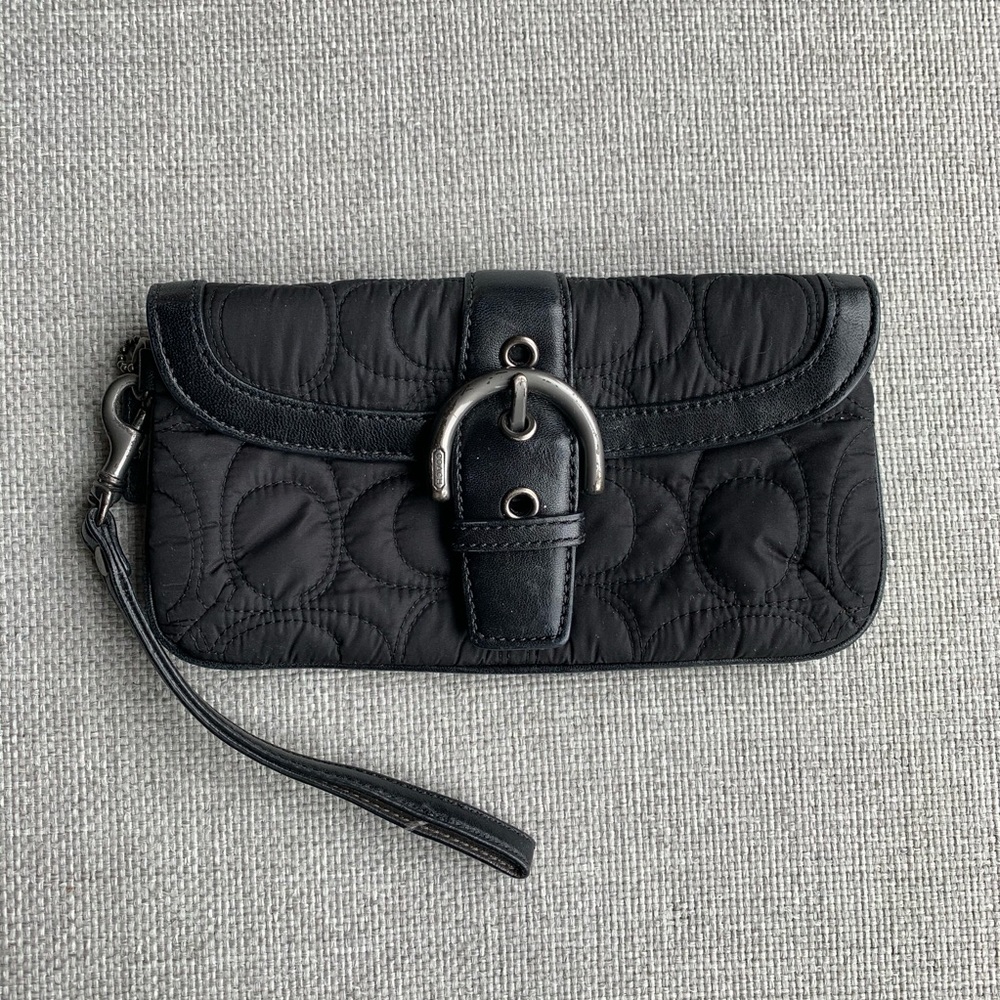 Coach Signature C Quilted Black Wristlet